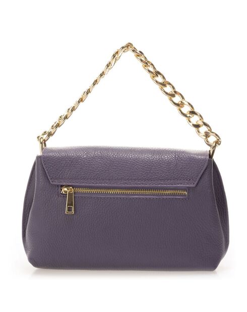 Sac porté épaule en Cuir Maya violet - 26x6x18 cm