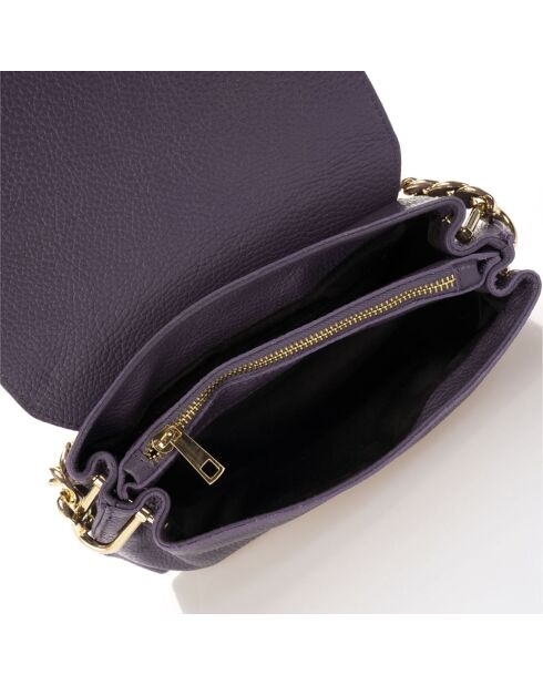 Sac porté épaule en Cuir Maya violet - 26x6x18 cm