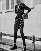 Robe en Soie mélangée avec noeud à la taille star boulevard noir/blanc