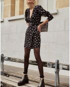 Robe en Soie mélangée avec noeud à la taille star boulevard noir/blanc