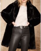 Manteau long en Fausse Fourrure noir