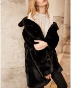 Manteau long en Fausse Fourrure noir