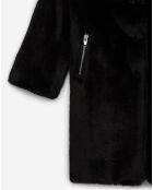 Manteau long en Fausse Fourrure noir