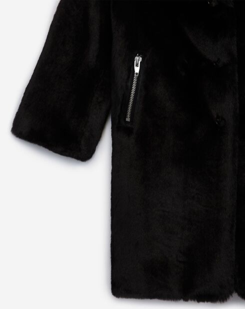 Manteau long en Fausse Fourrure noir