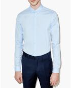 Chemise en popeline stretch bleue