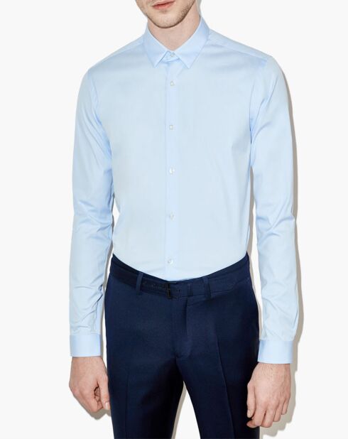 Chemise en popeline stretch bleue