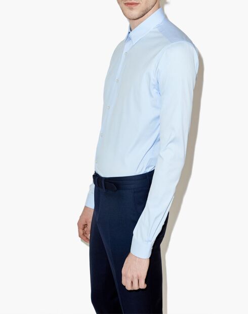 Chemise en popeline stretch bleue