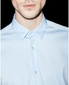 Chemise en popeline stretch bleue