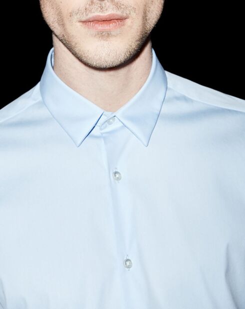Chemise en popeline stretch bleue
