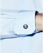 Chemise en popeline stretch bleue