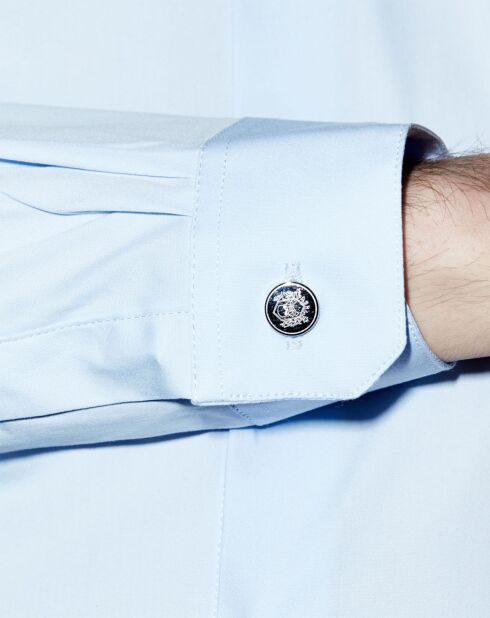 Chemise en popeline stretch bleue