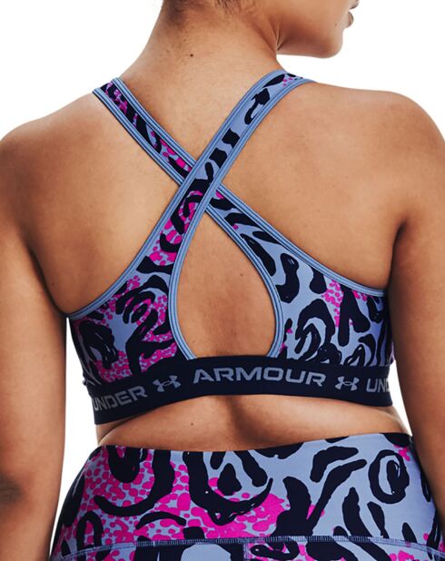 Brassière de sport technique Armour imprimée bleue