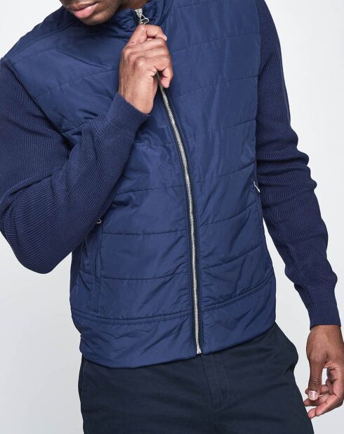 Veste Hybrid bimatière bleu marine