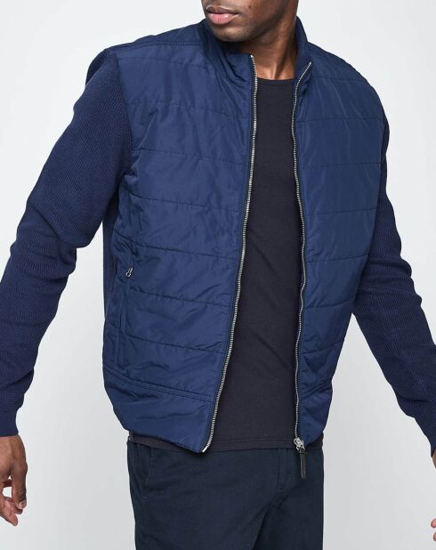 Veste Hybrid bimatière bleu marine