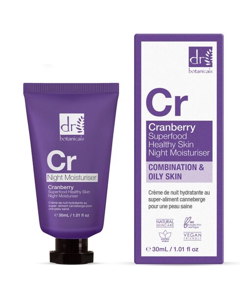 Crème de nuit hydratante à la Canneberge  - 30 ml