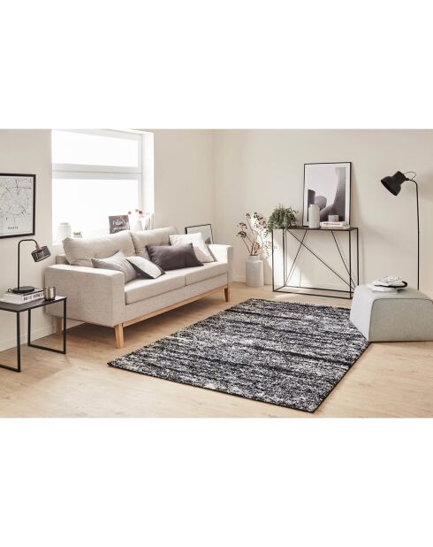 Tapis Shaggy doux Oslo 584 noir - 80x300 cm