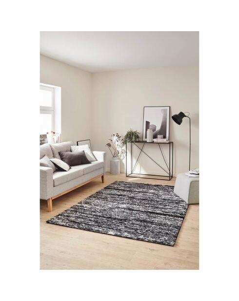 Tapis Shaggy doux Oslo 584 noir - 80x300 cm