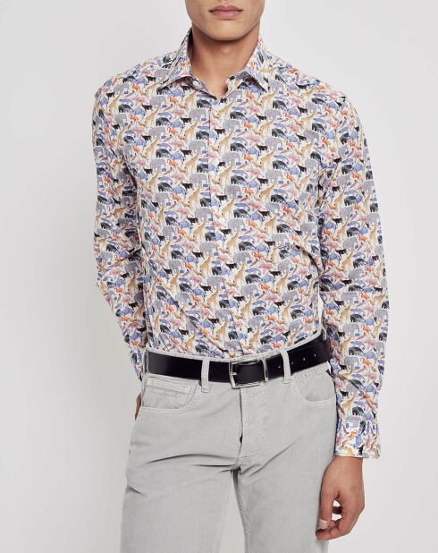 Chemise Regular Fit Bestiaire Safari blanc/multicolore