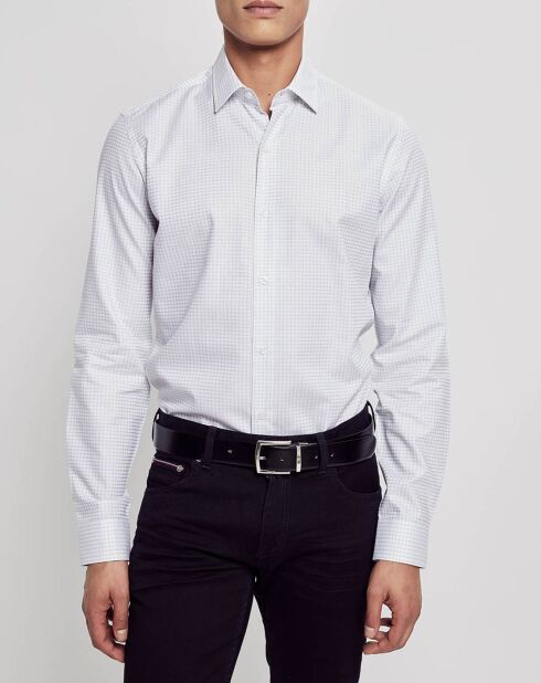 Chemise Slim Fit à carreaux Cahier blanc/gris clair