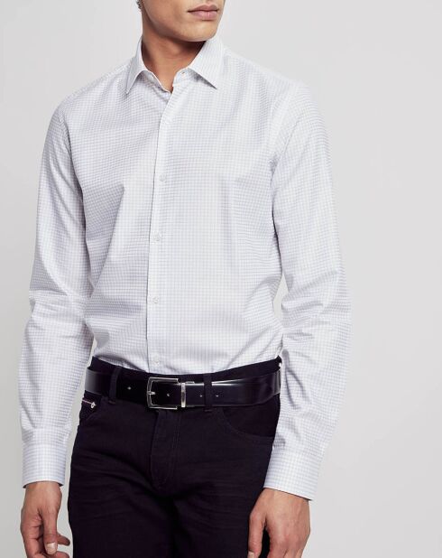 Chemise Slim Fit à carreaux Cahier blanc/gris clair