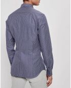 Chemise Slim Fit Briques Carres bleu marine/blanc