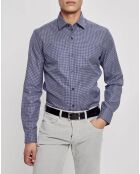 Chemise Slim Fit Briques Carres bleu marine/blanc