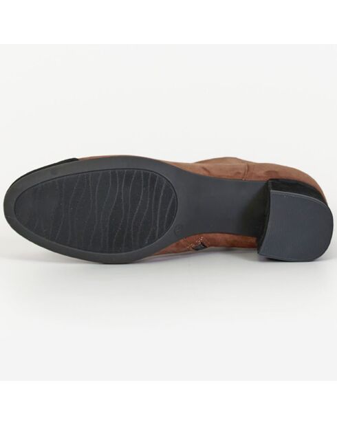 Bottines en Velours de Cuir Modena cognac/noir - Talon 4.5 cm