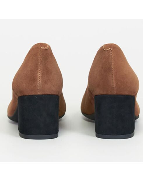 Escarpins en Velours de Cuir Sonia cognac/noir