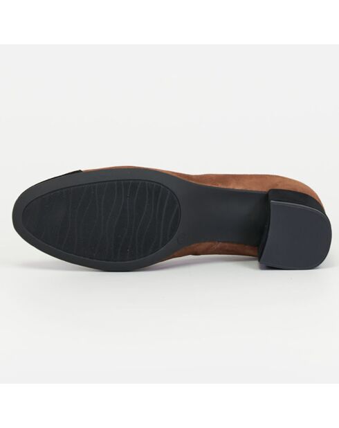 Escarpins en Velours de Cuir Sonia cognac/noir