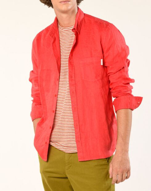 Chemise slim 100% Lin Efesio fraise