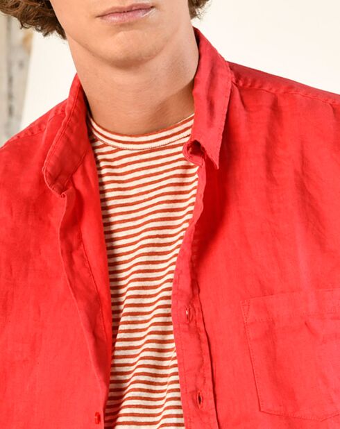 Chemise slim 100% Lin Efesio fraise