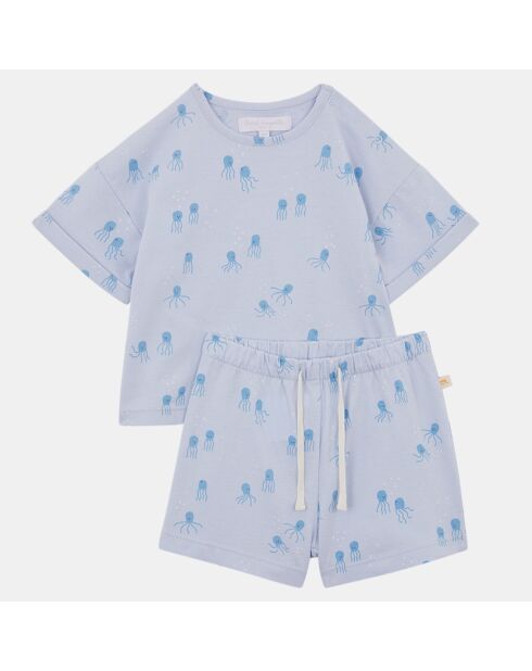 Set T-shirt e pantaloncini in cotone blu Setaro