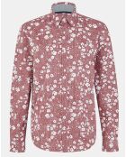 Chemise droite Kifloral à fleurs bordeaux