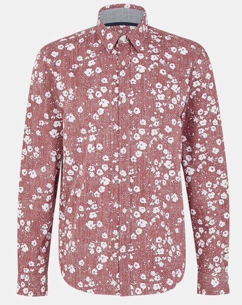 Chemise droite Kifloral à fleurs bordeaux