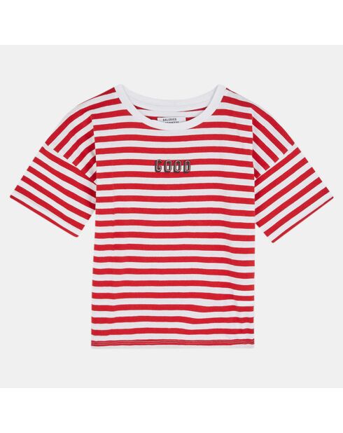 T-Shirt en Coton Divette à rayures rose/rouge