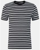 T-Shirt 100% Coton Bio Stripes à rayures  bleu marine