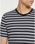 T-Shirt 100% Coton Bio Stripes à rayures  bleu marine