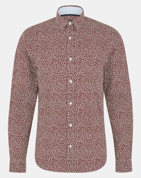 Chemise droite Kifleurs à fleurs bordeaux