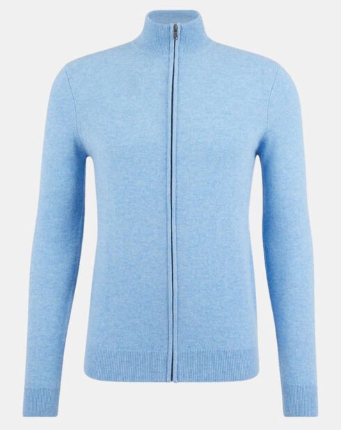 Gilet zippé 100% Cachemire Machgil bleu clair