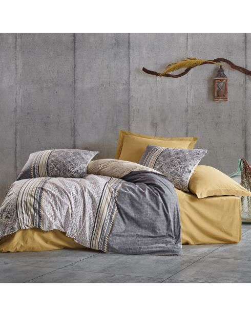 Parure housse de couette Nedra beige/gris