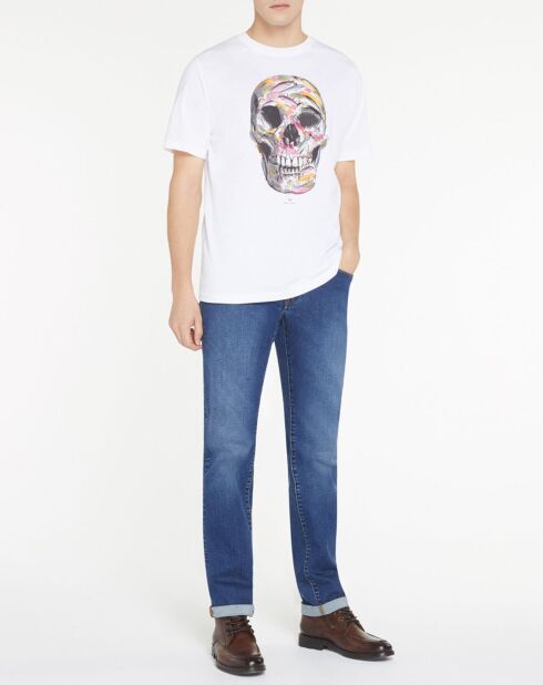 T-Shirt 100% Coton Bio tête de mort blanc