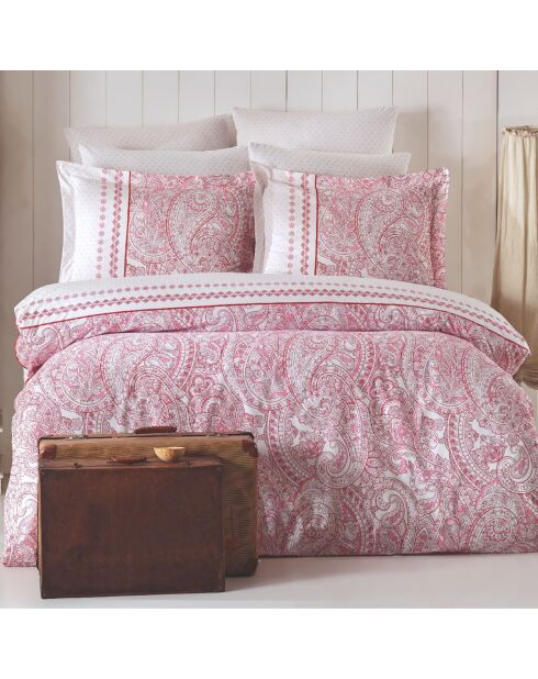 Set copripiumino Paisley rosa/bianco