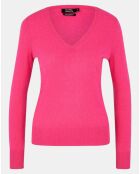 Pull 100% Cachemire Zocon col V rose