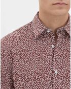 Chemise droite Kifleurs à fleurs bordeaux