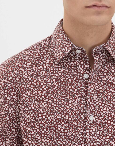 Chemise droite Kifleurs à fleurs bordeaux