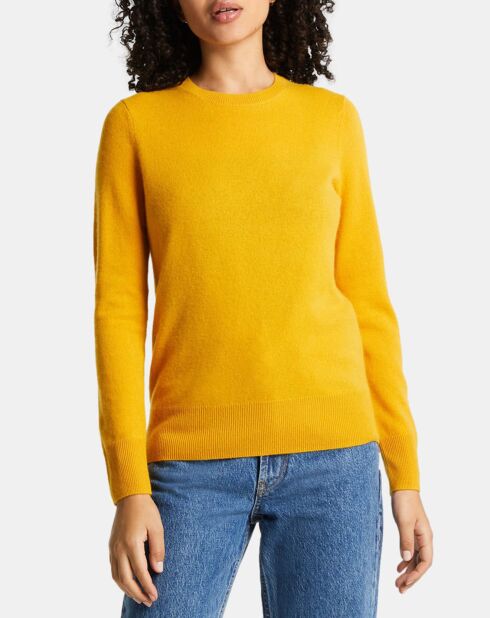 Pull 100% Cachemire Zabri col rond jaune