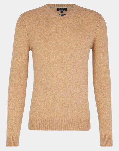 Pull 100% Cachemire Machve col V beige