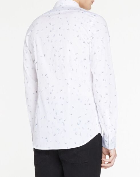 Chemise Slim Fit imprimé fantaisie blanche