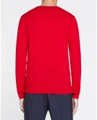 Pull en Laine Mérinos mélangée  col contraste corde rouge