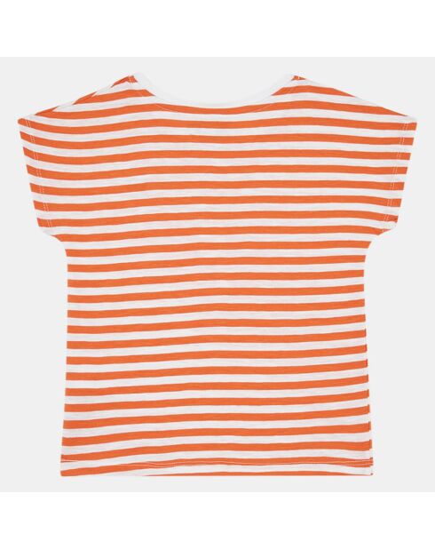 Tifany Weiß/Orange gestreiftes T-Shirt aus Bio-Baumwolle